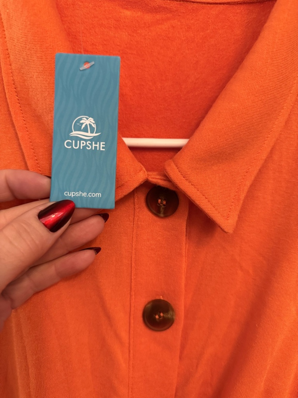 Cupshe Orange Button-Front Mini Dress with Rope Belt - Picture 6 of 12